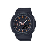 Casio G-SHOCK GMA-S2100-1A analogue digital watch with black resin band, octagonal bezel, and slim shock-resistant design.