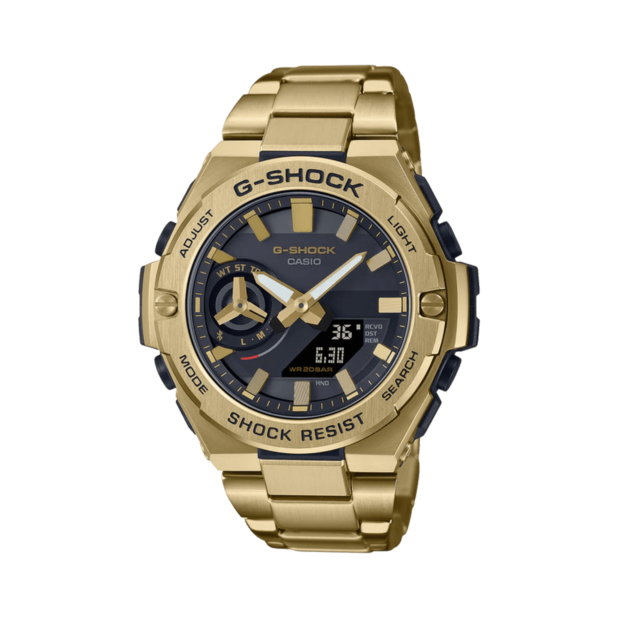 Casio G SHOCK Men s 46mm Gold PVD Analogue Digital Watch GSTB500GD 9A