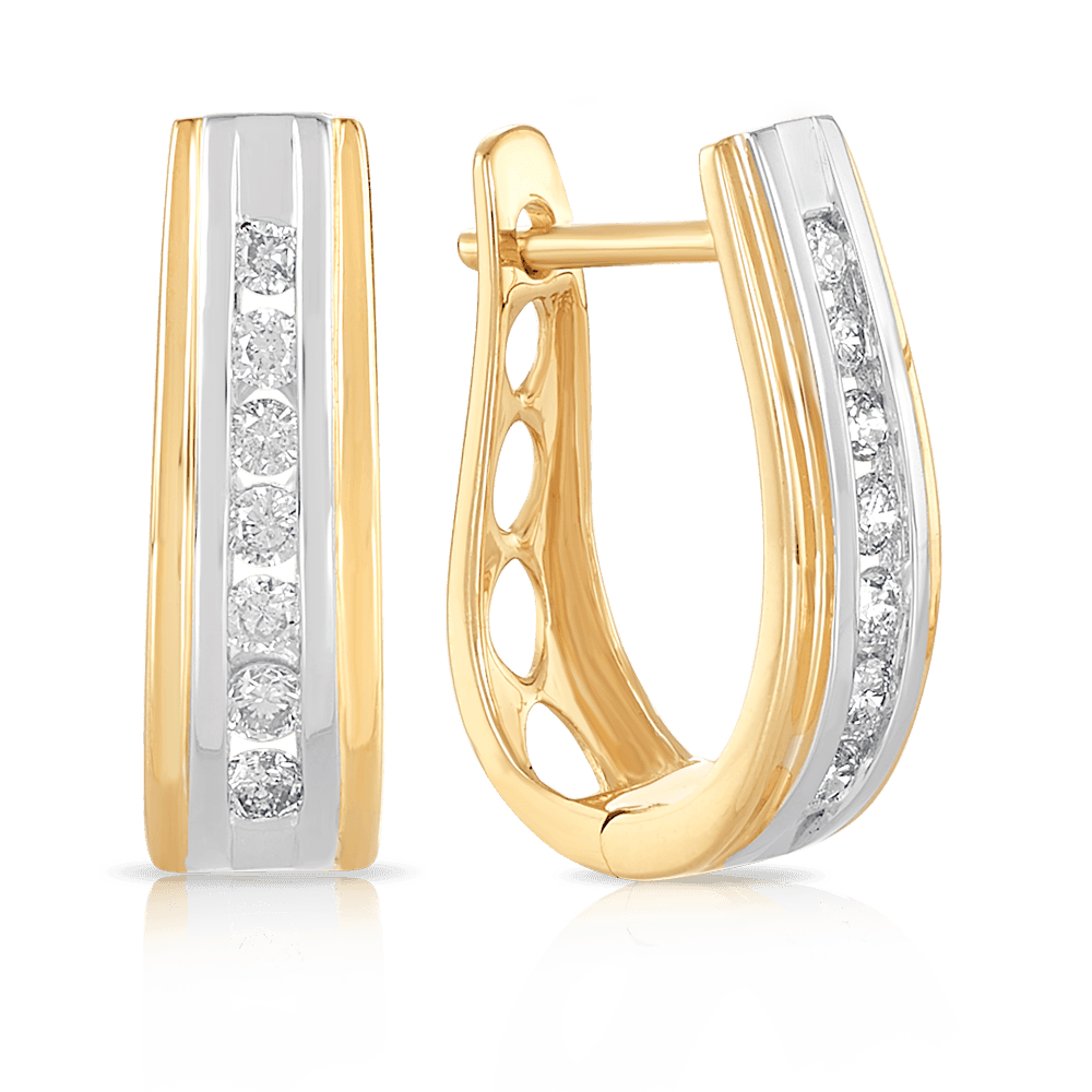 Channel Set Diamond Hoop Earrings in 9ct Yellow Gold