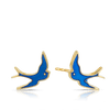 Bluebird of Happiness Children's Enamel Earrings in 9ct Yellow Gold