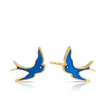 Bluebird of Happiness Children's Enamel Earrings in 9ct Yellow Gold