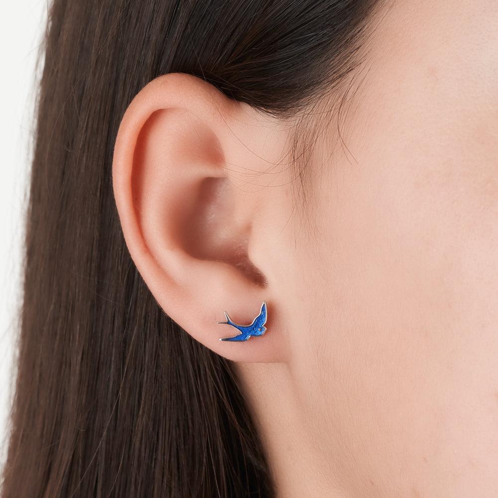 Children's Bluebird of Happiness Stud Earrings in Sterling Silver - Wallace Bishop