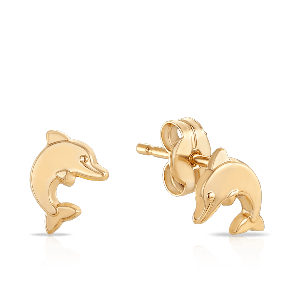 Children's Dolphin Earrings in 9ct Yellow Gold - Wallace Bishop