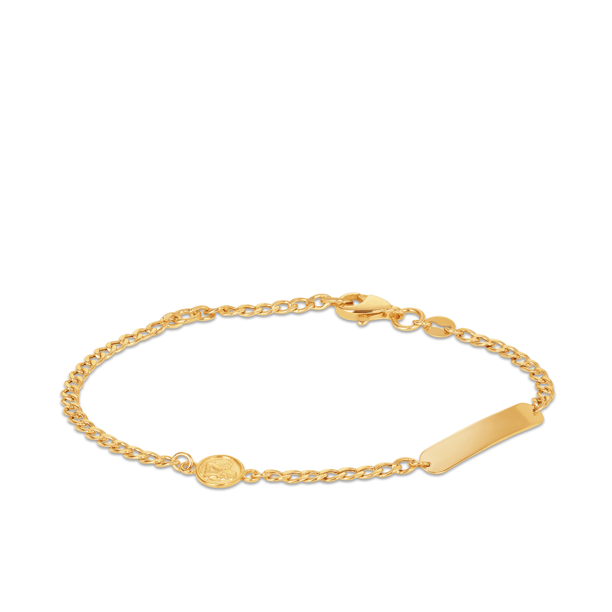 Children's Engraveable ID Guardian Angel Bracelet in 9ct Yellow Gold