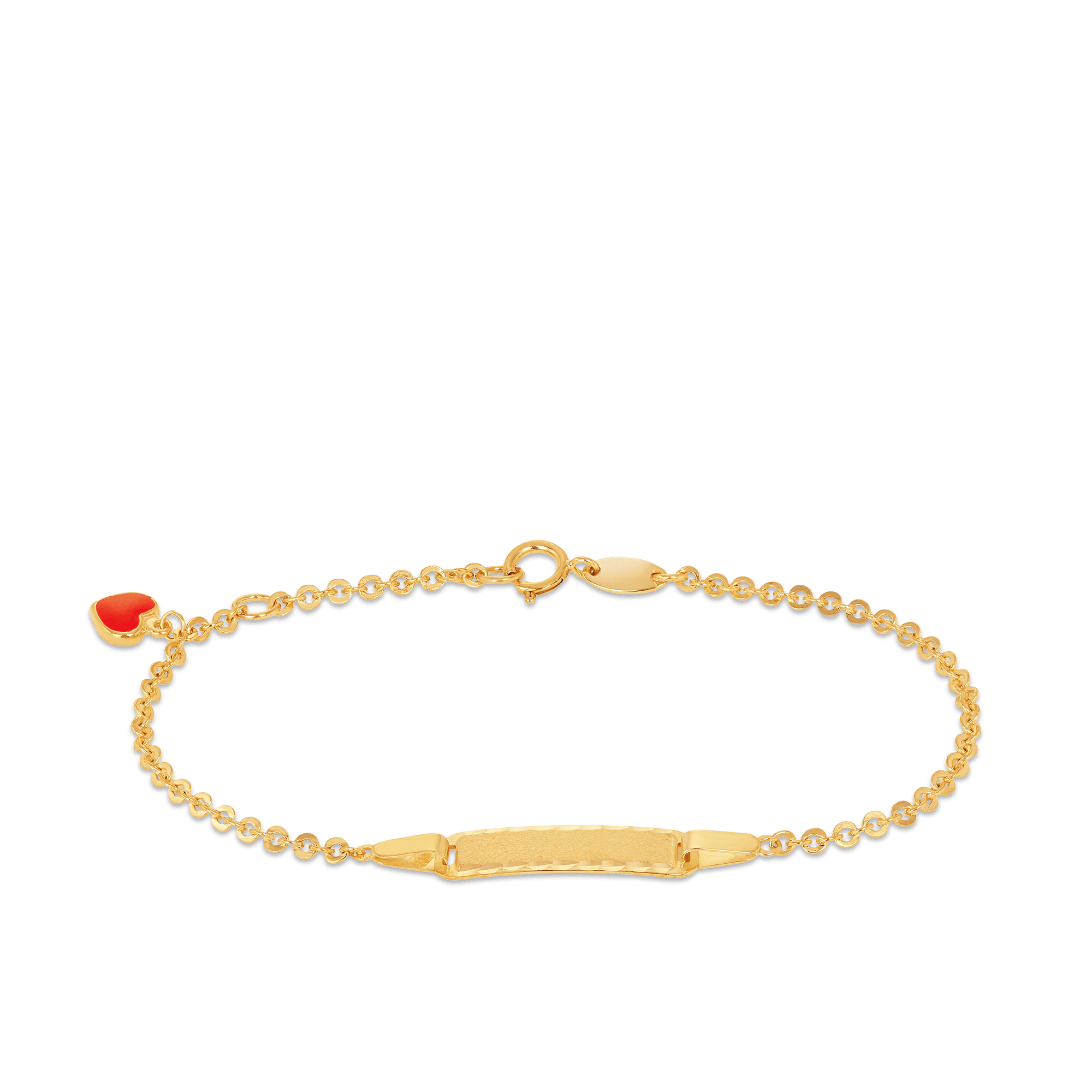 Children's Engravable ID & Heart Belcher Bracelet in 9ct Yellow Gold