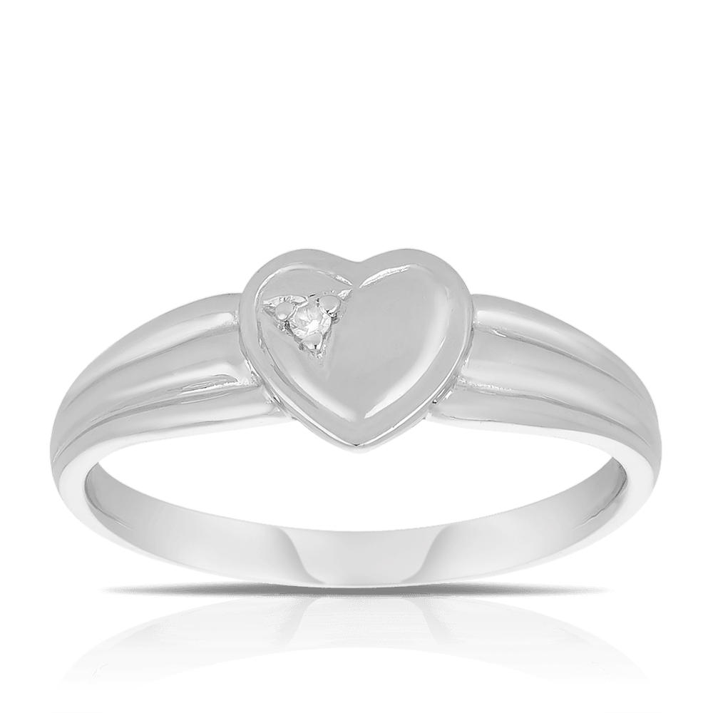 Children's Heart Diamond Ring in Sterling Silver