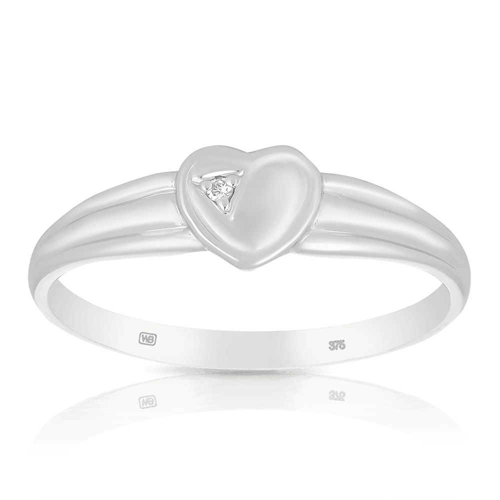 Children's Heart Diamond Ring in Sterling Silver