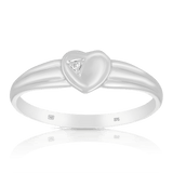 Children's Heart Diamond Ring in Sterling Silver