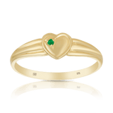 Children's Heart Emerald Ring in 9ct Yellow Gold