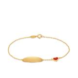 Children's ID & Heart Polished Bangle in 9ct Yellow Gold