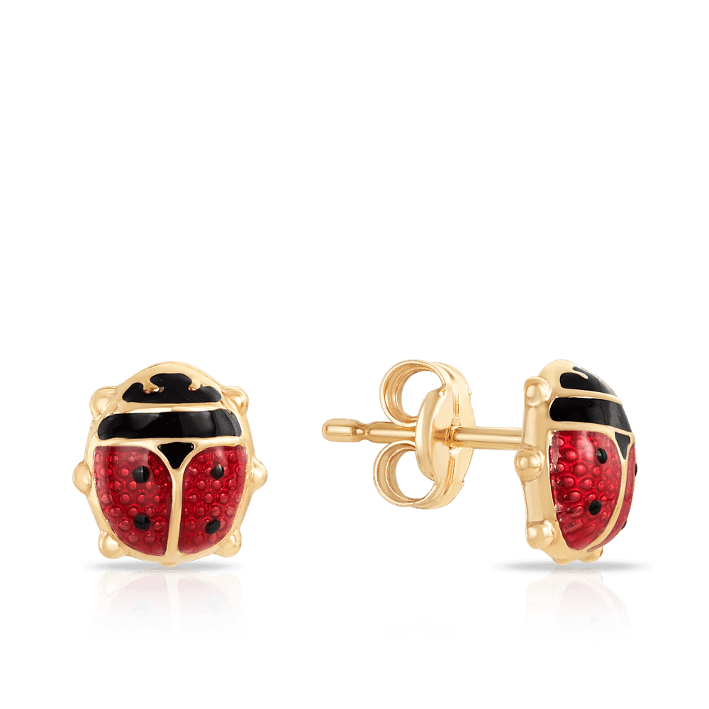 Children's Lady Bug Earrings in 9ct Yellow Gold - Wallace Bishop