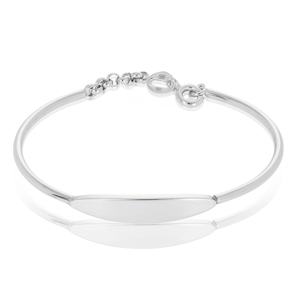 Children's Solid Plate Bangle in Sterling Silver