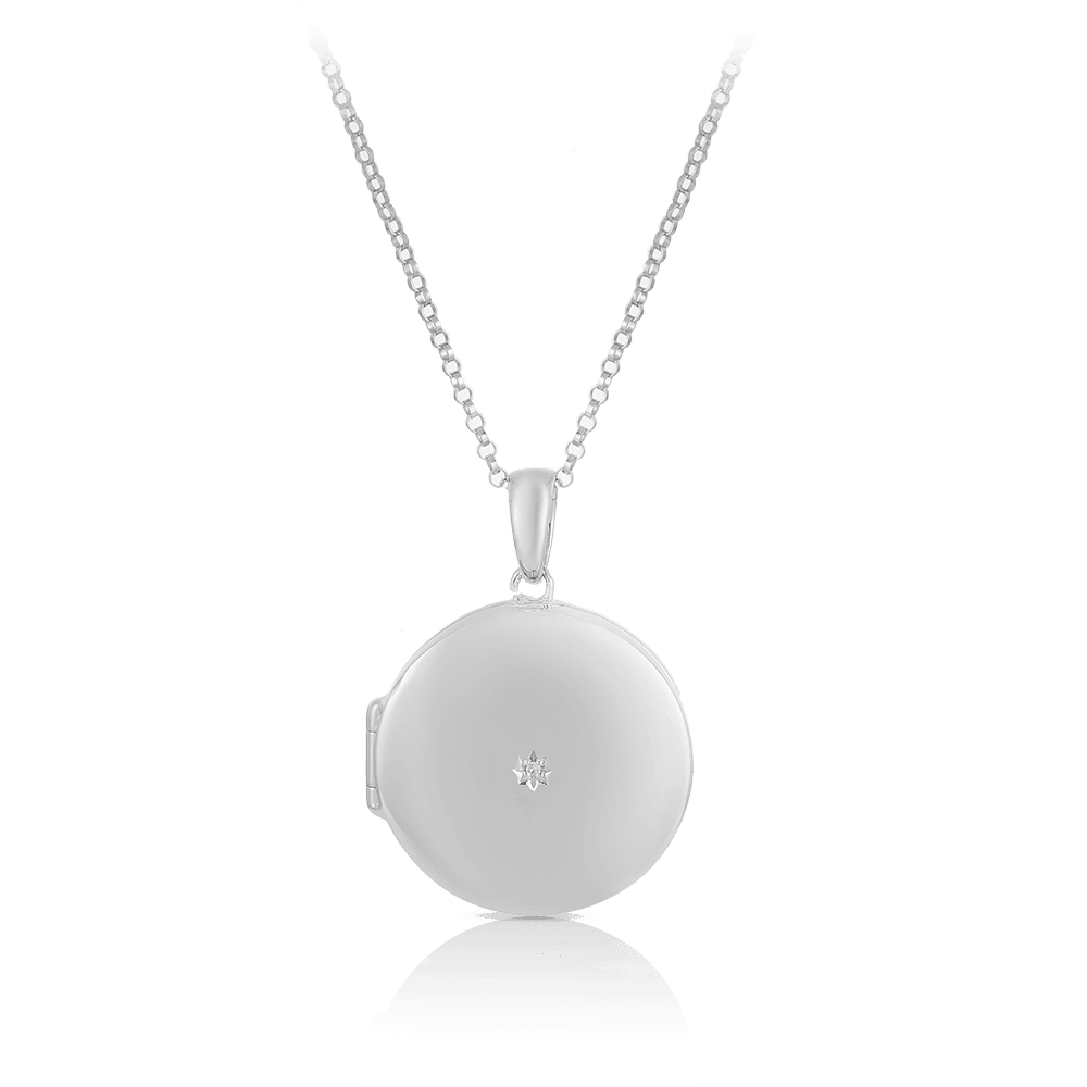 Circle Diamond Locket Pendant in Sterling Silver - Wallace Bishop