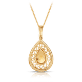Citrine & Diamond Pear Pendant in 9ct Yellow Gold - Wallace Bishop