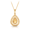 Citrine & Diamond Pear Pendant in 9ct Yellow Gold