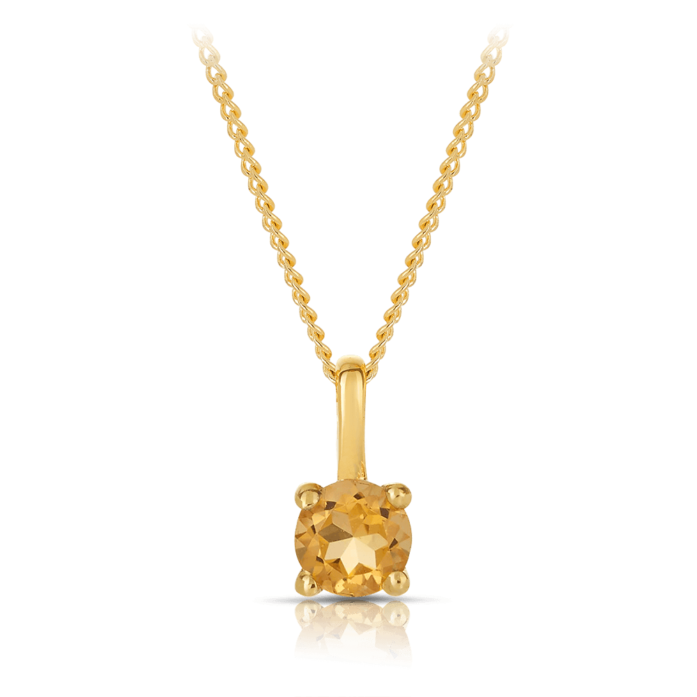 Citrine Round Pendant in 9ct Yellow Gold - Wallace Bishop