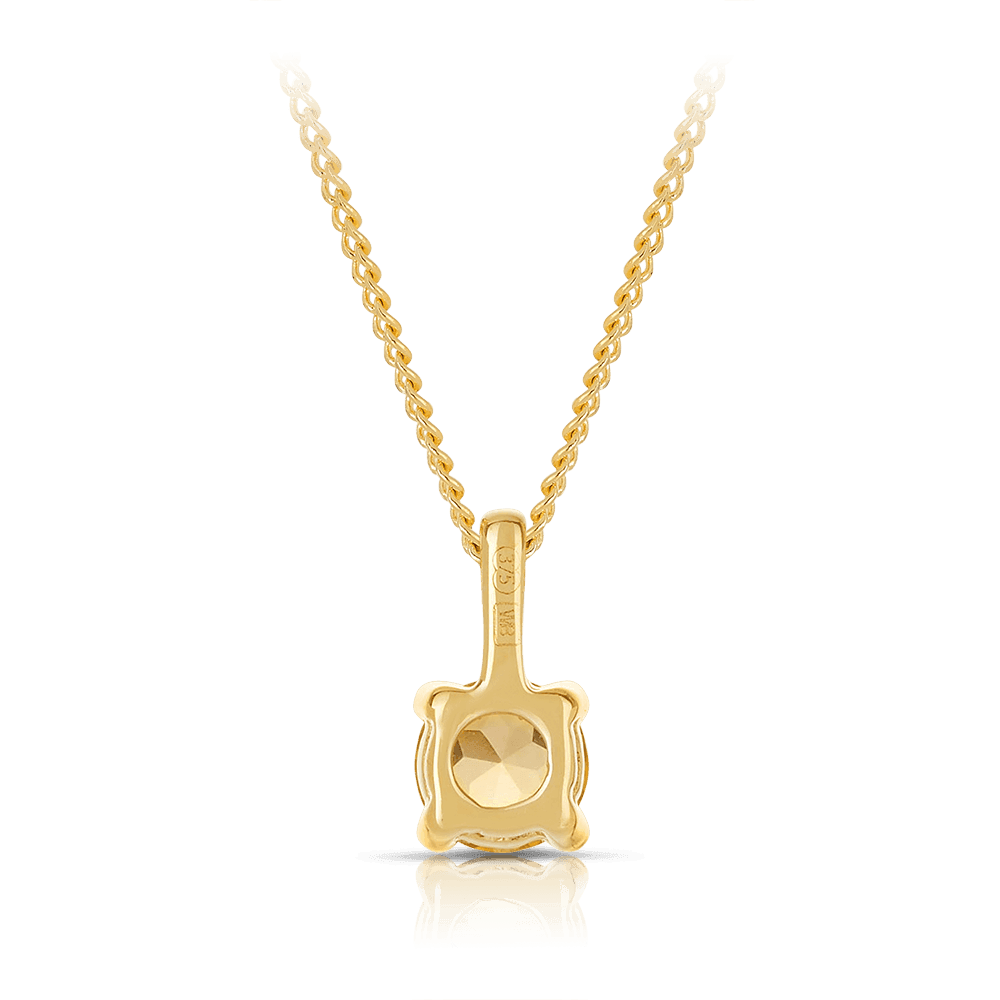 Citrine Round Pendant in 9ct Yellow Gold