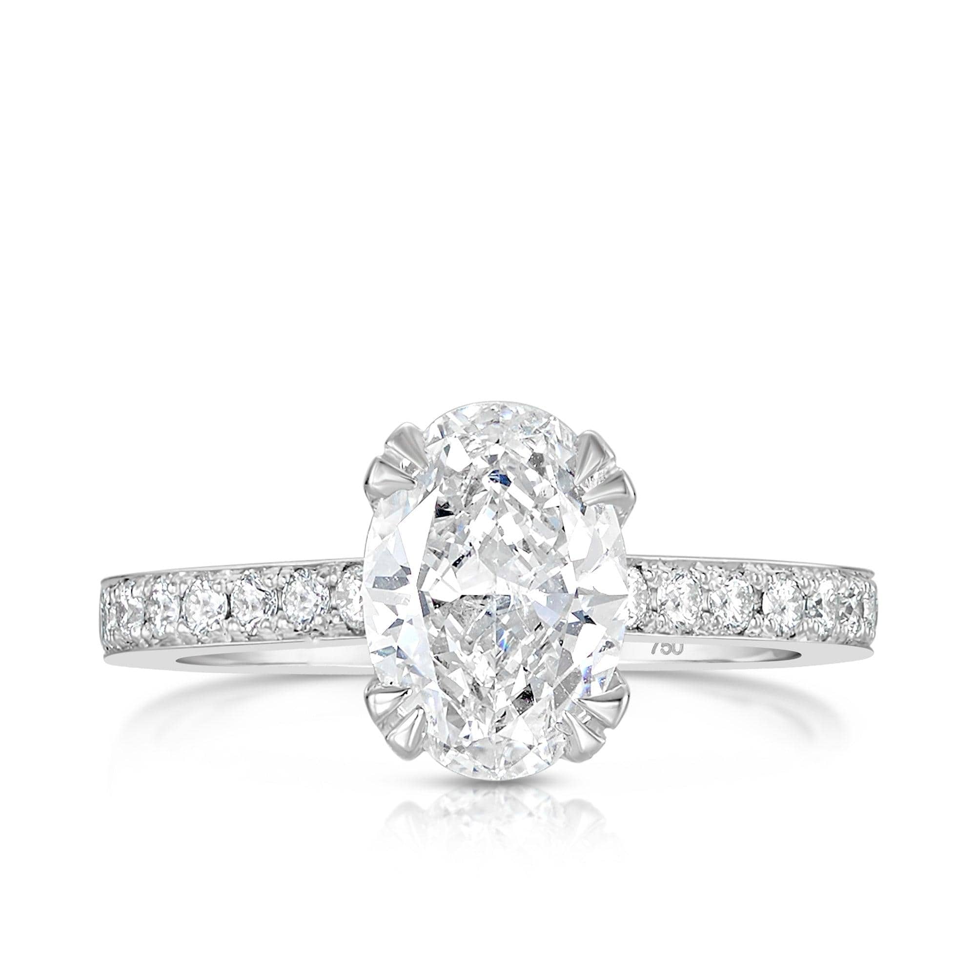 2.43ct TW Oval Cut Diamond Solitaire Ring in 18ct White Gold