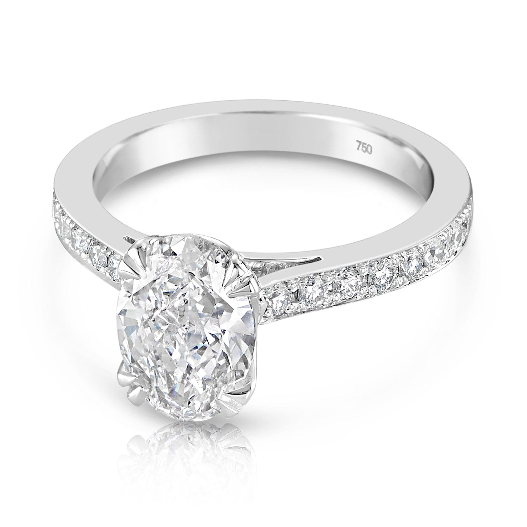 2.43ct TW Oval Cut Diamond Solitaire Ring in 18ct White Gold