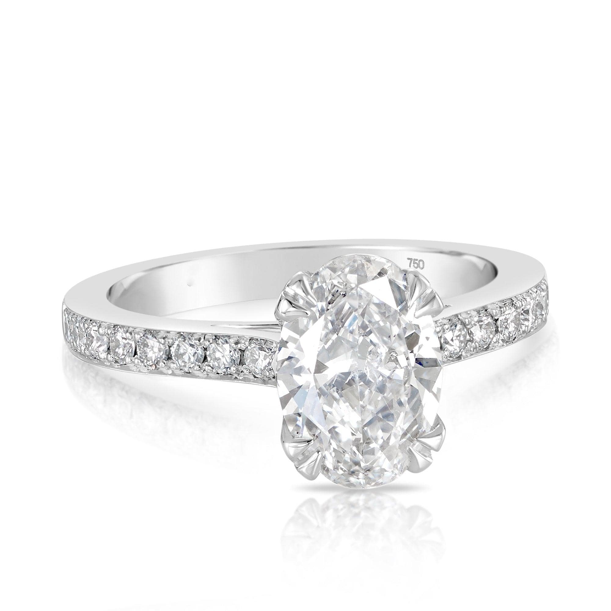 2.43ct TW Oval Cut Diamond Solitaire Ring in 18ct White Gold
