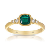 Created Emerald & Diamond Ring in 9ct Yellow Gold