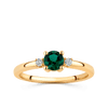 Created Emerald & Diamond Trilogy Ring in 9ct Yellow Gold - Wallace Bishop