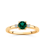 Created Emerald & Diamond Trilogy Ring in 9ct Yellow Gold - Wallace Bishop