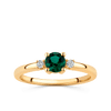 Created Emerald & Diamond Trilogy Ring in 9ct Yellow Gold