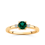 Created Emerald & Diamond Trilogy Ring in 9ct Yellow Gold