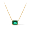 Created Emerald Claw Set Necklace in 9ct Yellow Gold