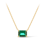 Created Emerald Claw Set Necklace in 9ct Yellow Gold