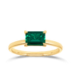 Created Emerald Rectangular Claw Set Ring in 9ct Yellow Gold - Wallace Bishop