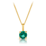 Created Emerald Round Pendant in 9ct Yellow Gold