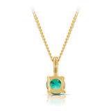 Created Emerald Round Pendant in 9ct Yellow Gold - Wallace Bishop