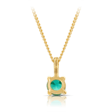 Created Emerald Round Pendant in 9ct Yellow Gold