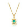 Created Emerald Round Pendant in 9ct Yellow Gold