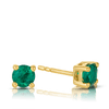 Created Emerald Round Stud Earrings in 9ct Yellow Gold
