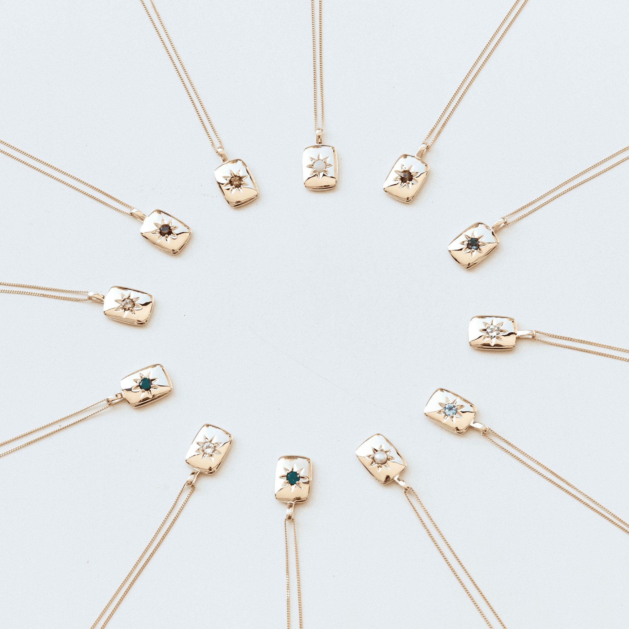 Created Emerald Star Set Rectangular Pendant in 9ct Yellow Gold - Wallace Bishop