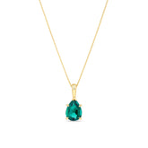 Created Pear Emerald Drop Pendant in 9ct Yellow Gold - Wallace Bishop