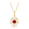 Created Ruby & Diamond Flower Pendant in 9ct Yellow Gold