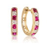 Created Ruby & Diamond Hoop Earrings in 9ct Yellow Gold