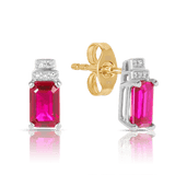 Created Ruby & Diamond Stud Earrings in 9ct Yellow & White Gold - Wallace Bishop