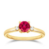 Created Ruby & Diamond Trilogy Ring in 9ct Yellow Gold