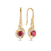 Created Ruby & Diamond Twist Drop Erarings in 9ct Yellow Gold