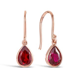 Created Ruby Pear Shape Drop Earrings in 9ct Rose Gold - Wallace Bishop