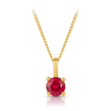 Created Ruby Round Pendant in 9ct Yellow Gold - Wallace Bishop