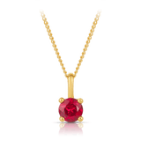 Created Ruby Round Pendant in 9ct Yellow Gold
