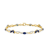 Created Sapphire & 1ct TW Diamond Bracelet in 9ct Yellow Gold - Wallace Bishop