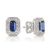 Created Sapphire & Diamond Halo Stud Earrings in 9ct White Gold - Wallace Bishop