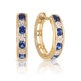 Created Sapphire & Diamond Hoop Earrings in 9ct Yellow Gold - Wallace Bishop